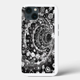 Black and white floral tunnel design iPhone 13 case