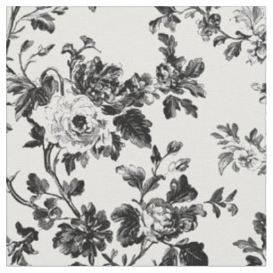 Black And White Floral Vine Fabric