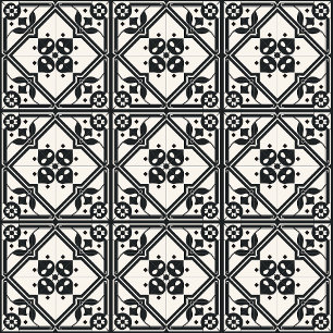 Black and White Floral Vintage Tile