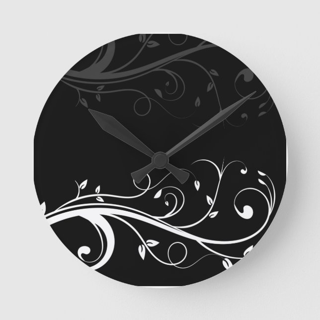 Black and White Floral Wall Clocks (Front)