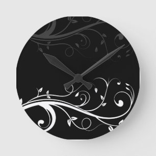 Black and White Floral Wall Clocks