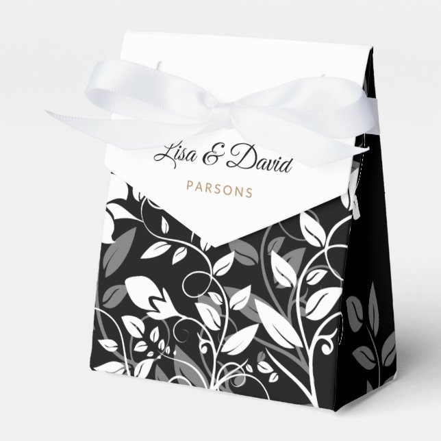 Black and White Floral Wedding Favour Box (Front Side)