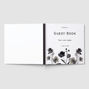 Black and White Floral Wedding Guest Book