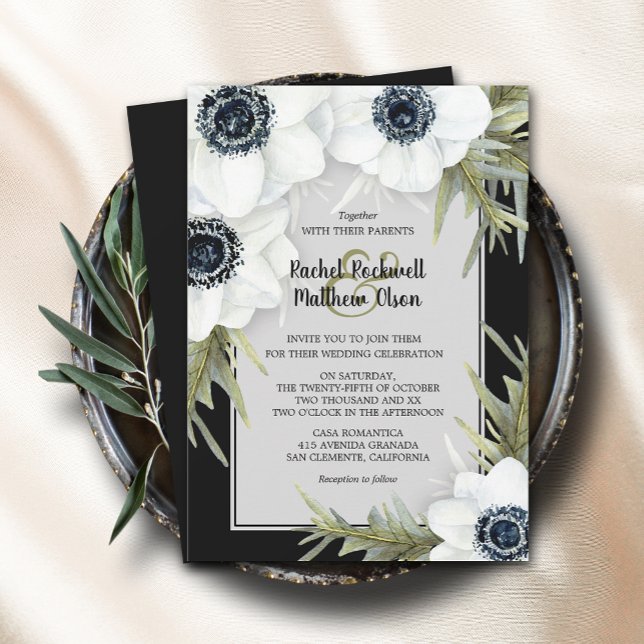 Black and White Floral Wedding Invitation (Creator Uploaded)