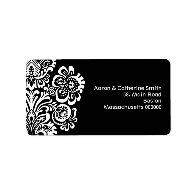 Black and White Floral Wedding Labels (Front)