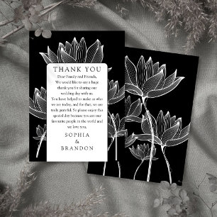 Black And White Floral Wedding Thank You Place Card