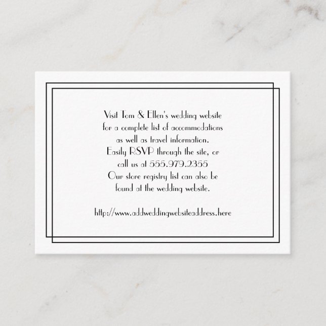 Black and White Floral Wedding Website Enclosure (Front)