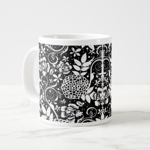 Black and White Floral William Morris Jumbo Mug