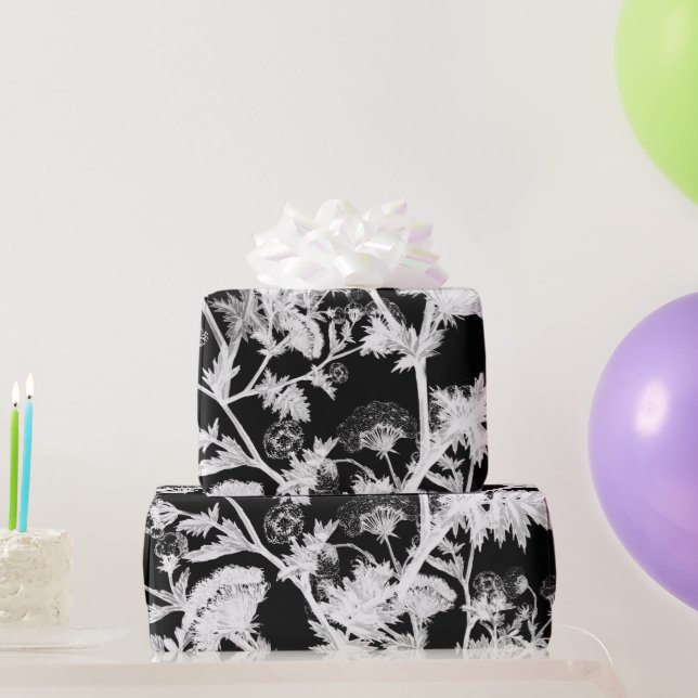 Black and White Floral Wrapping Paper (Party Gifts)