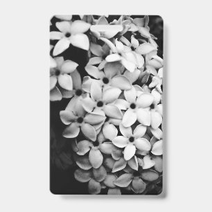 black and white florals ID badge