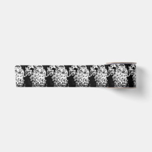 black and white florals satin ribbon