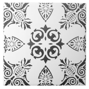 Black and white flourish pattern   tile