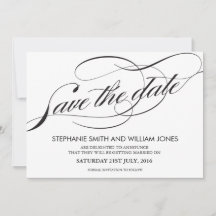 Black and White Flourish Swirl Save The Date