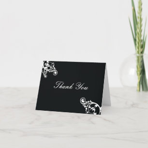 Black and White Flourish Thank You Note Card