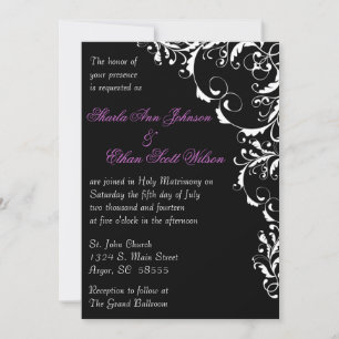 Black and White Flourish Wedding Invitation