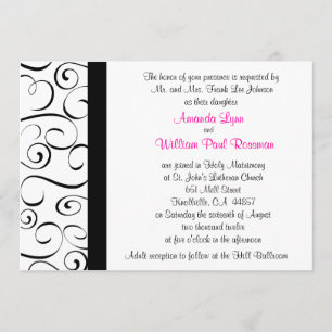 Black and White Flourish Wedding Invitation