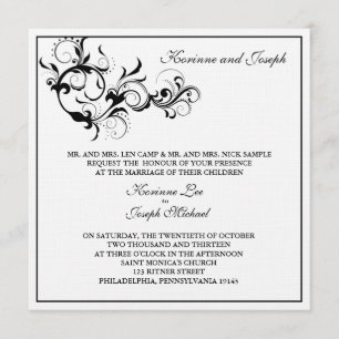 Black and White Flourish Wedding Invitation