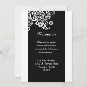 Black and White Flower 3.5x7 Reception Card
