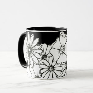 Black and White Flower coffee mug