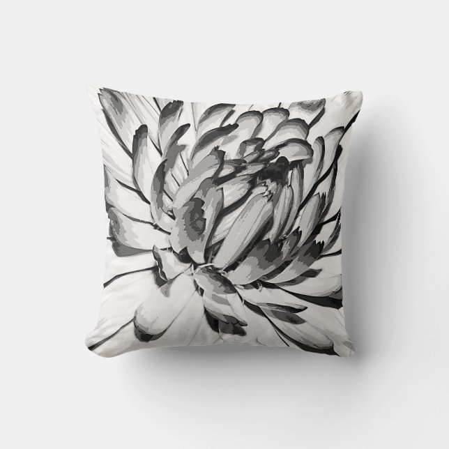 Black and White Flower Cushion (Front)