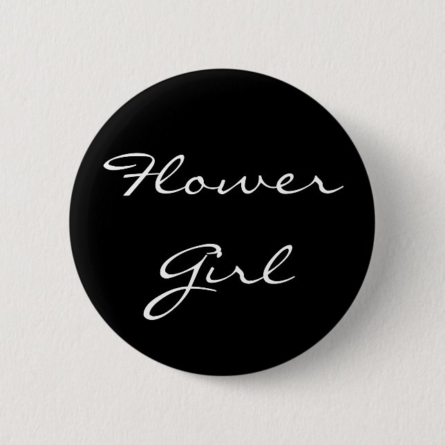 Black and White Flower Girl Button (Front)