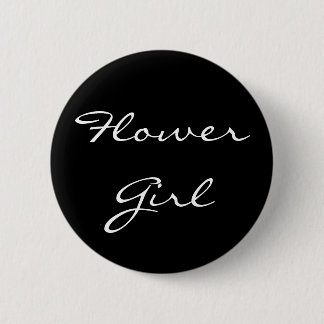 Black and White Flower Girl Button