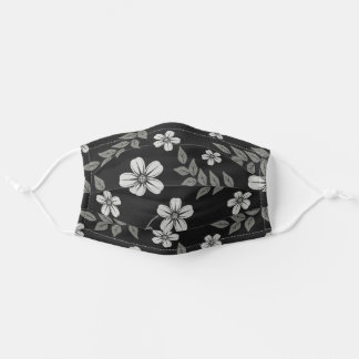 Black and White flower & leaf pattern Cloth Face Mask
