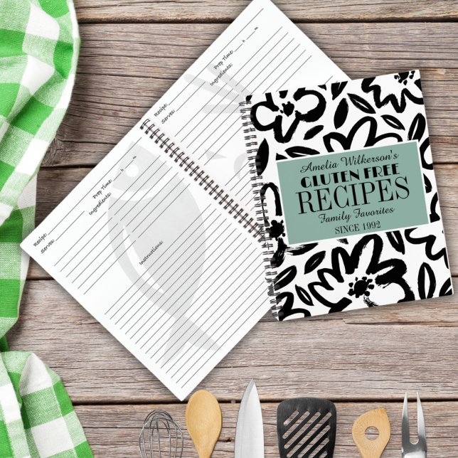 Black and white flower modern recipe notebook (Creator Uploaded)