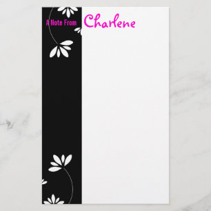 Black and White Flower Notepad Stationery