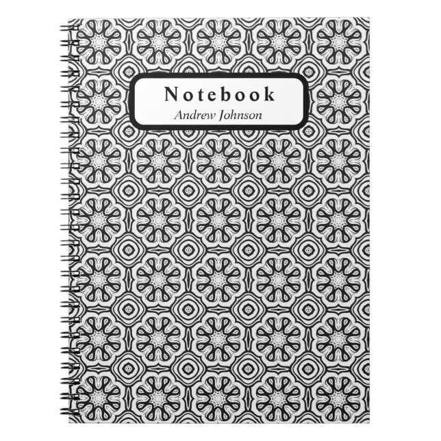 Black and White  Flower pattern Notebook (Front)