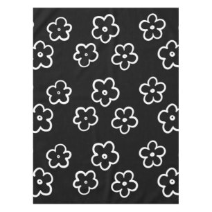 Black and White Flower Pattern Tablecloth
