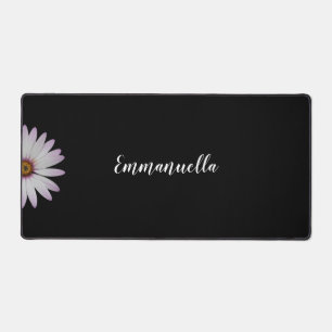 Black and White Flower Personalised Desk Mat