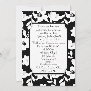 Black and White Flower Vow Renewal Wedding Invitation