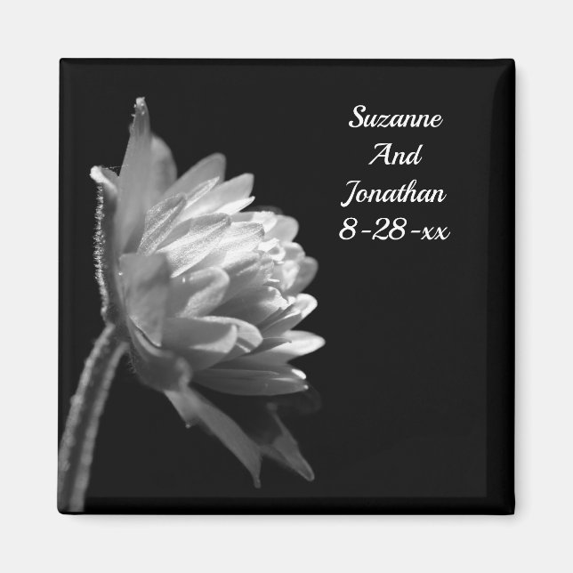 Black And White Flower Wedding  Magnet (Front)