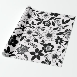 Black and White Flower Wrapping Paper
