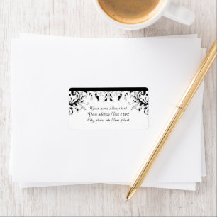 Black and White Flowering Vines Custom Address Label