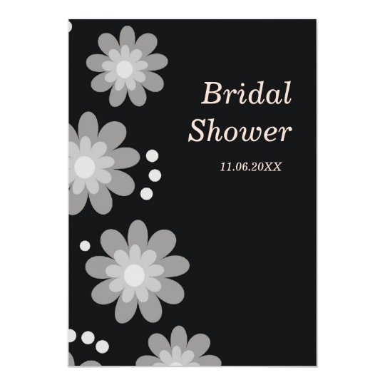 Black And White Flowers Bridal Shower Invitations