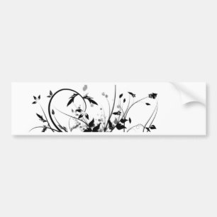 Black And White Flowers Bumper Sticker