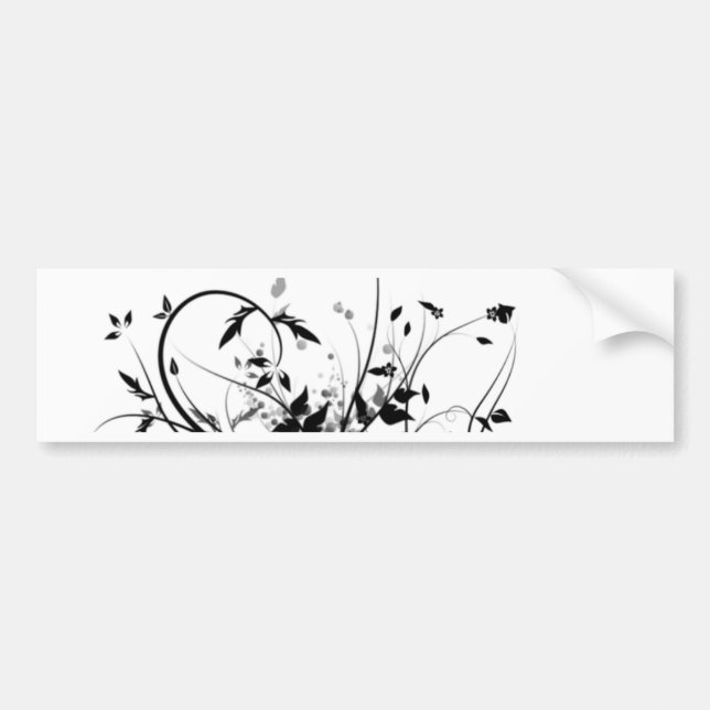 Black And White Flowers Bumper Sticker (Front)