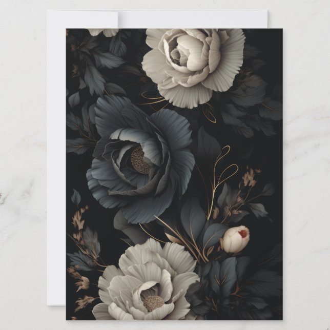 Black and White Flowers Card (Front)