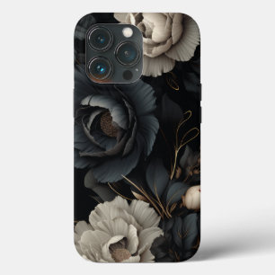Black and White Flowers iPhone 13 Pro Case
