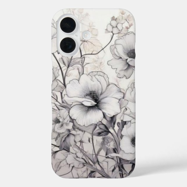 Black and white flowers Case-Mate iPhone case (Back)