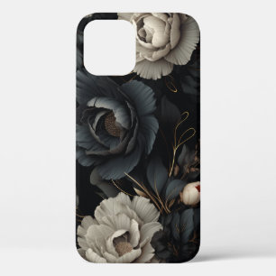 Black and White Flowers iPhone 12 Case