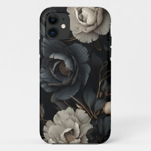 Black and White Flowers iPhone 11 Case