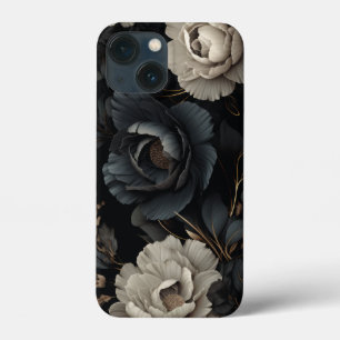 Black and White Flowers iPhone 13 Mini Case