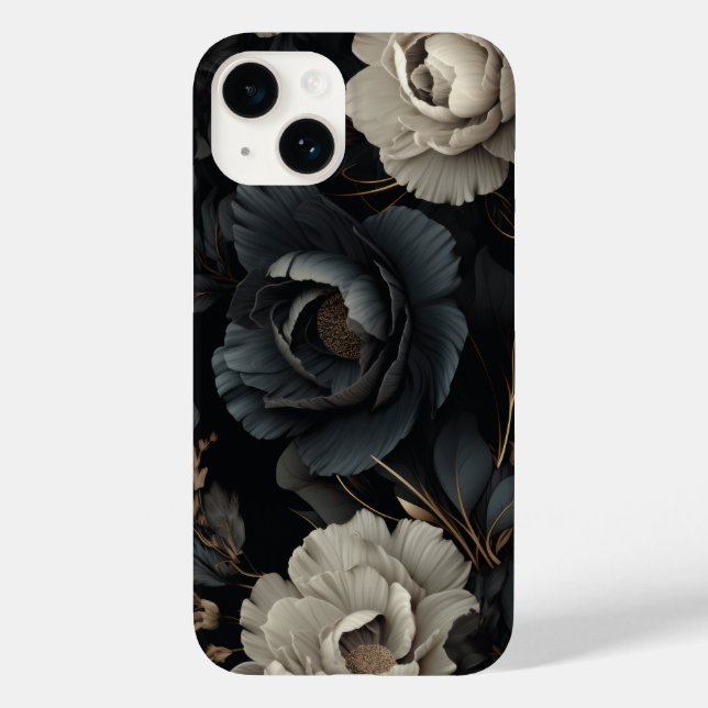 Black and White Flowers Case-Mate iPhone Case (Back)
