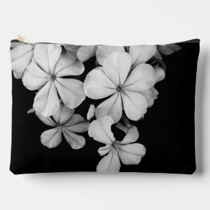 Black and white flowers close-up accessory pouch