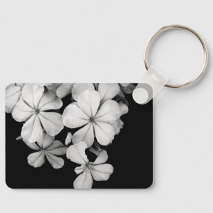 Black and white flowers close-up key ring