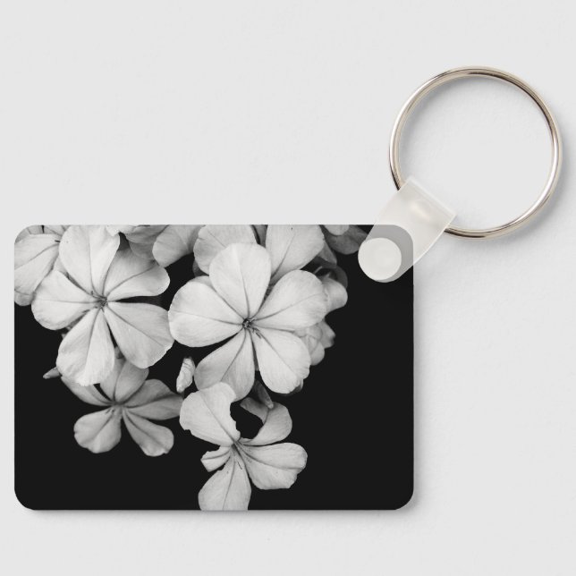Black and white flowers close-up key ring (Front)