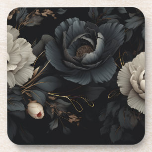 Black and White Flowers Coaster